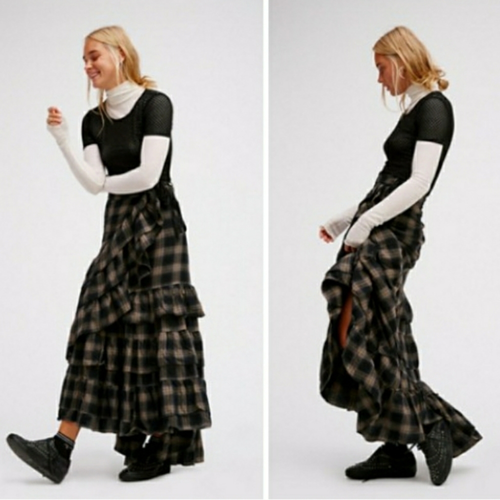 ISO Free People Plaid Enya Maxi Skirt - Picture 2 of 2